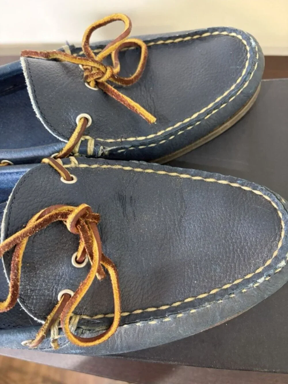 Allen Edmonds Northland Blue Leather Dockside Boat Shoes Men’s 11 Lace Up